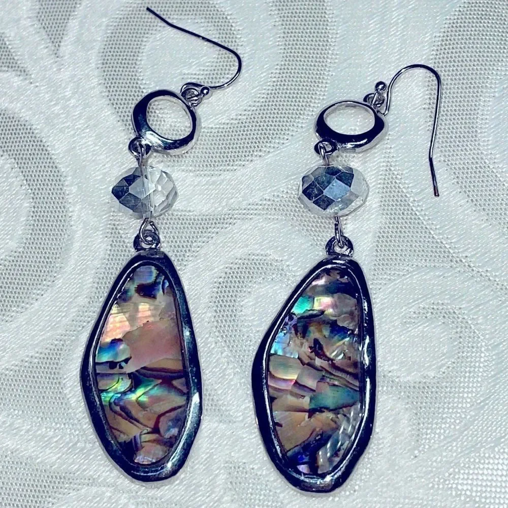 Erica Lyons adjustable abalone pendant necklace & drop earrings set